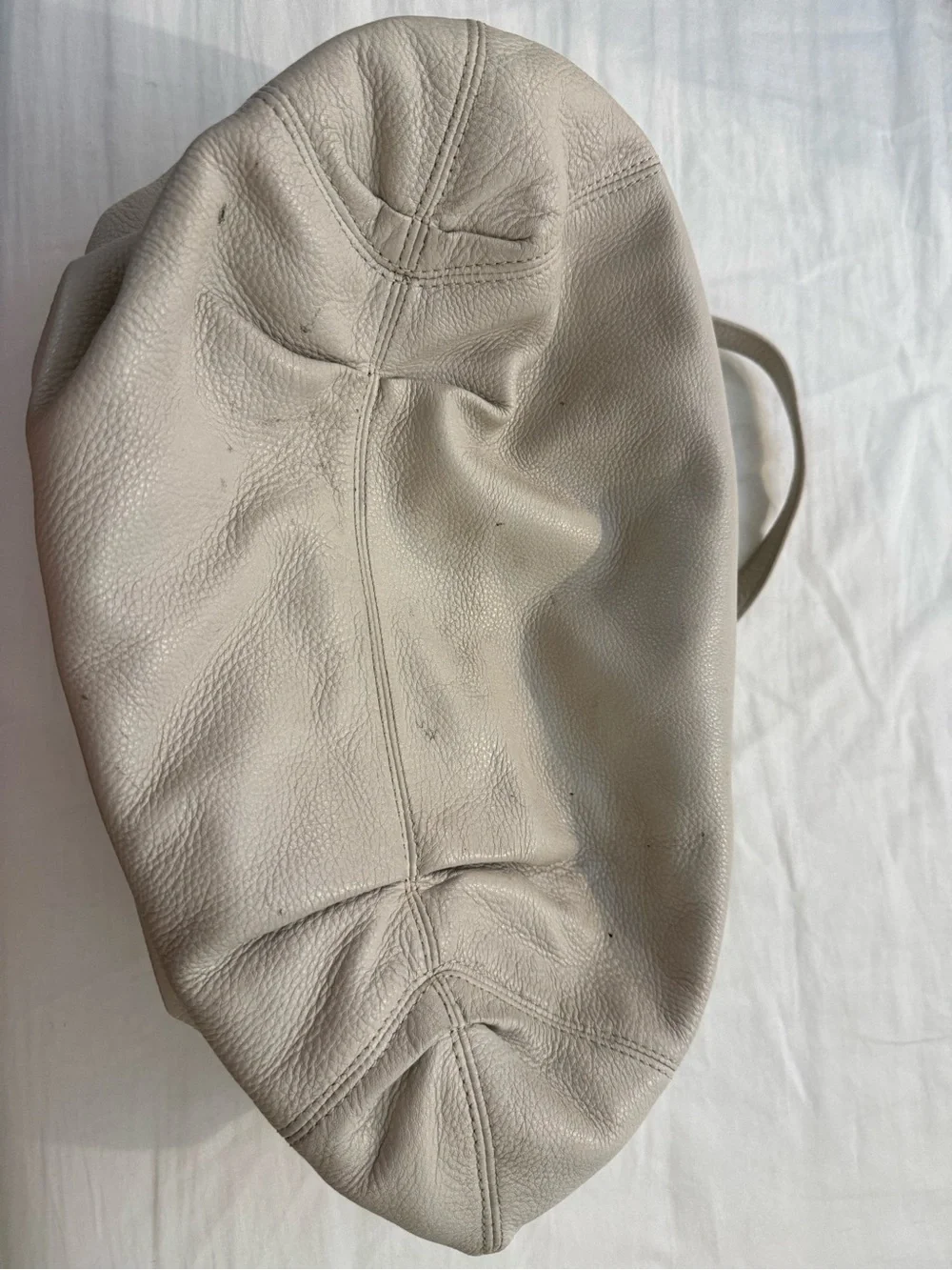 Michael Kors Off-White Pebbled Leather Drawstring Shoulder Bag | Gold Hardware